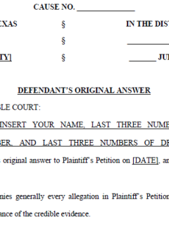 Defendant's Original Answer