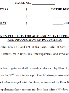 Defendant's Request for Admissions, Interrogatories, and Production of Documents
