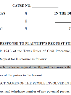 Defendant's Response to Plaintiff's Request for Disclosure