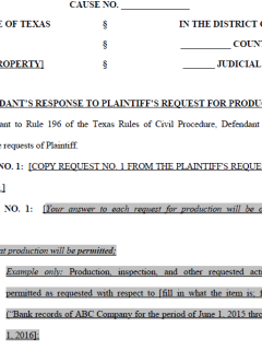 Defendant's Response to Plaintiff's Request for Production