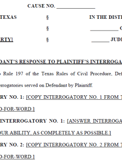 Defendant's Response to Plaintiff's Interrogatories
